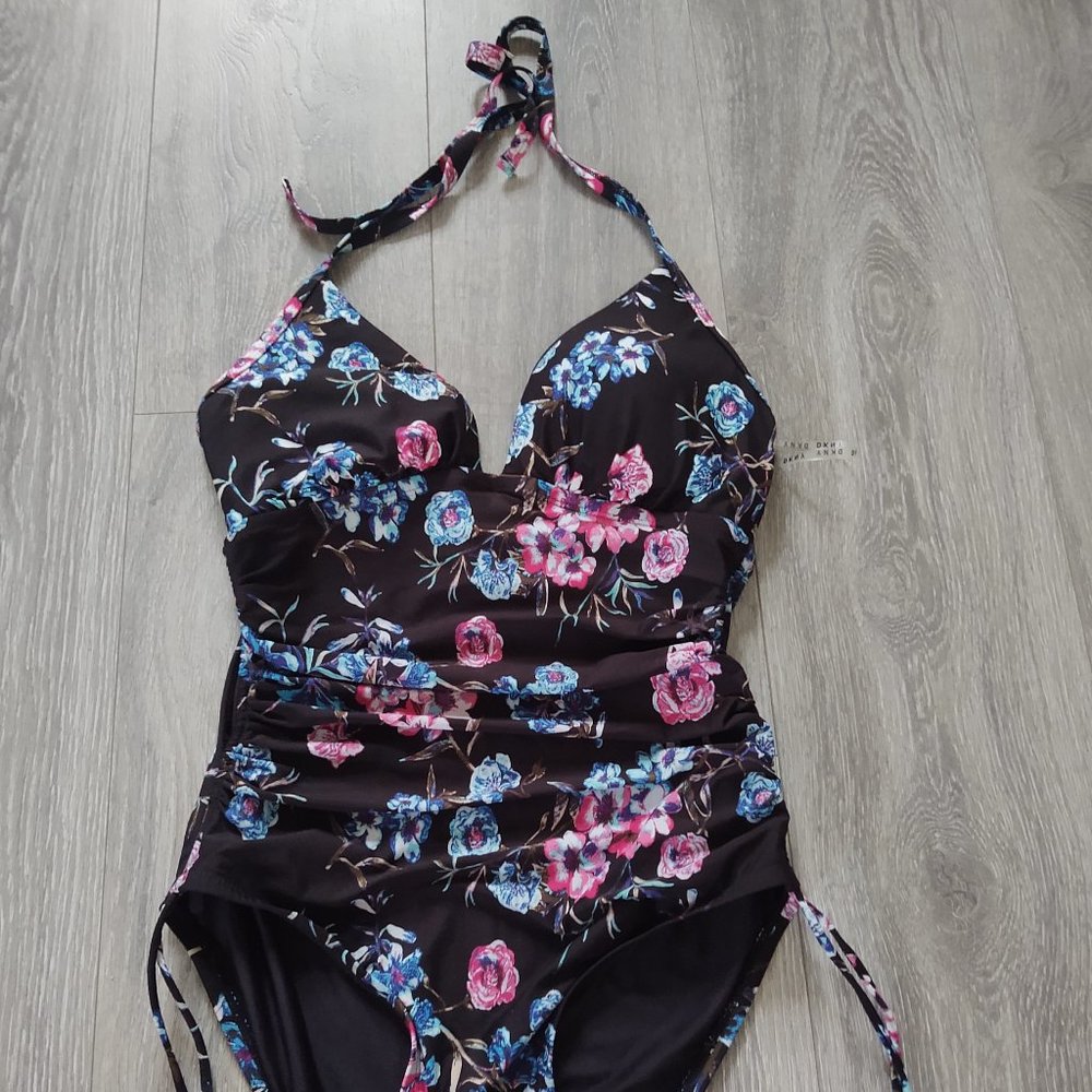 NWOT DKNY Halter Top One Piece Swimsuit